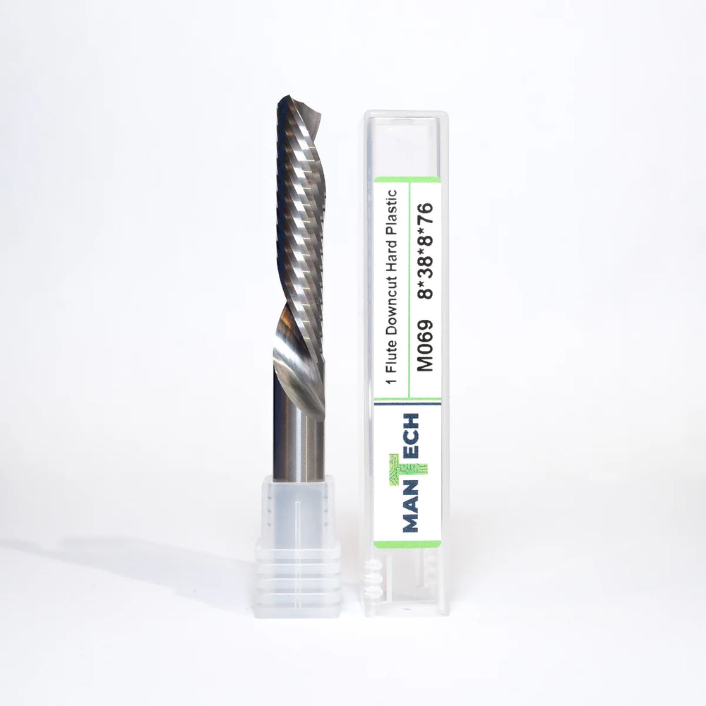 Single Flute - Solid Carbide Downcut Spiral O Flute (Hard Plastics) CNC Router Tool Cutter Bit